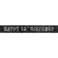 Birthday Glitz Black '18' Prismatic Banner - 3.66m - 18th Birthday Decorations