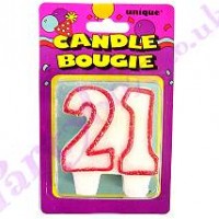 Candle - Numeral 21 - Glittery - 21st Birthday Decorations