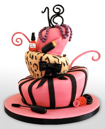 Wonky Pink Beautician 18th Birthday Cake