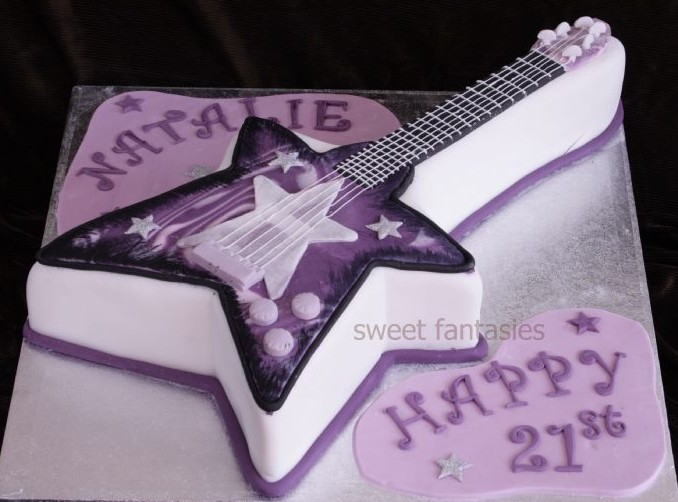 Purple guitar 21st cake