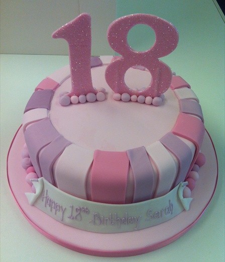 Pink & Lilac Striped 18th Birthday Cake