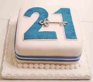 21st birthday key cake