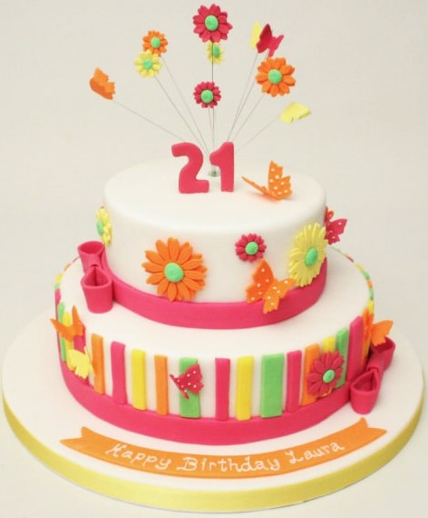 Daisy butterfly 21st birthday cake