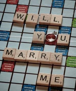 Write will you marry me in Scrabble text